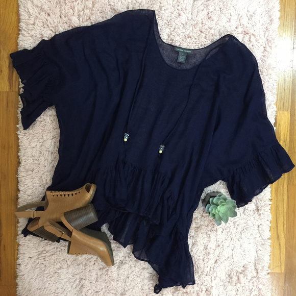 Chelsea & Theodore Tops - Chelsea & Theodore Tie Neck Ruffle Blouse